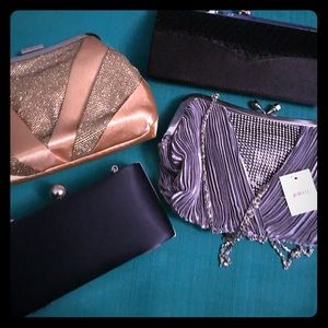 4 evening clutches/Silver, Gold, Black, and Navy